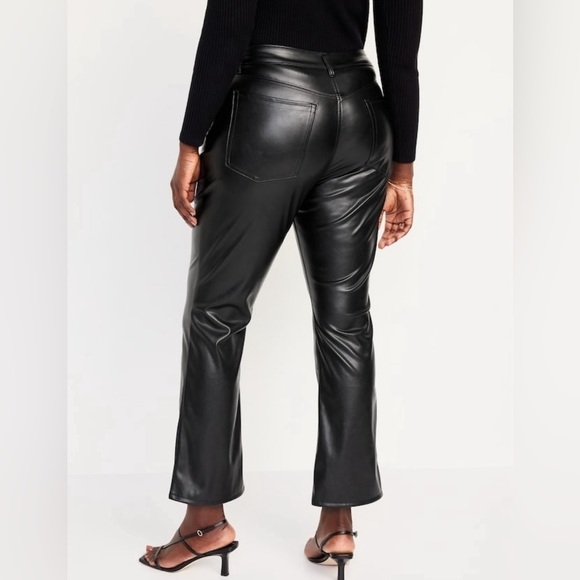 NWT! Black High-Waisted Faux-Leather Boot-Cut Ankle Pants for Women - Multiple💛 - Picture 6 of 10